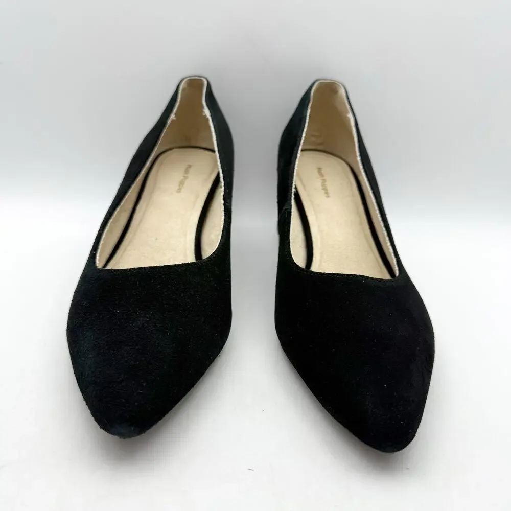 Hush Puppies Womens Sofie Pumps Size 11 EU 43 Black Nubuck Leather Slip On NWOB
